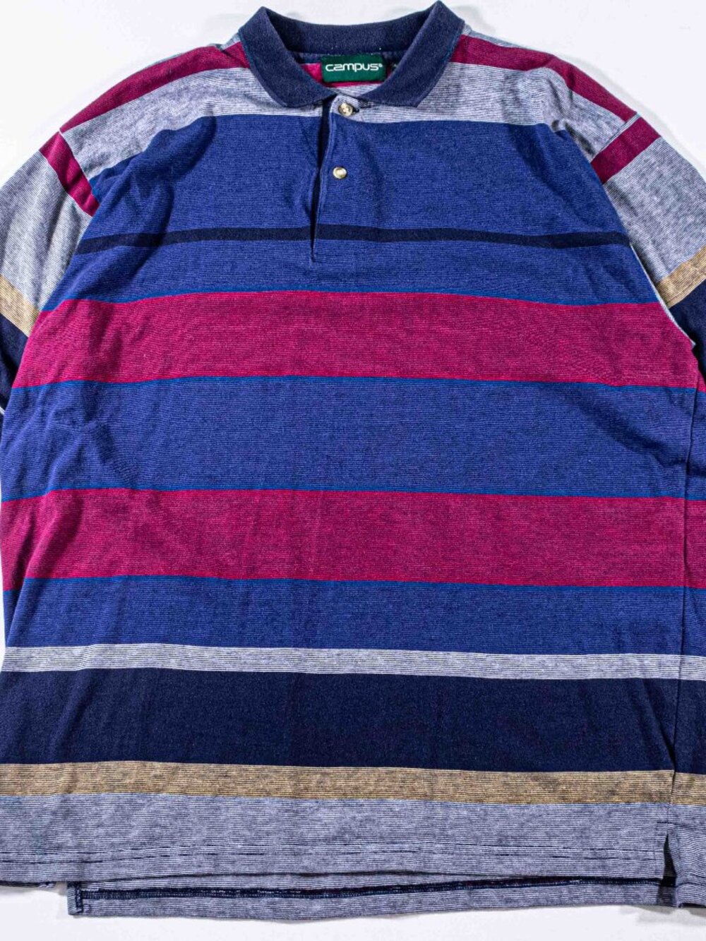 Vintage Campus Striped Polo Shirt Mens XL Surf Skate 90s Grunge Grandpacore